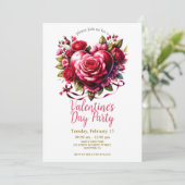 Floral Valentijnsdag Party Invitation Kaart (Staand voorkant)