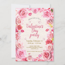 Floral Valentijnsdag Party Invitation Kaart