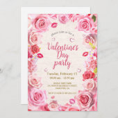 Floral Valentijnsdag Party Invitation Kaart (Voorkant / Achterkant)