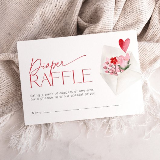 Floral Valentijnse Baby shower Luier Raffle Informatiekaartje