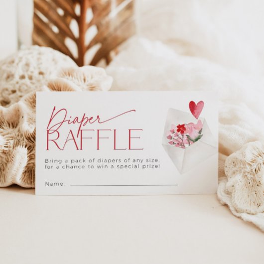Floral Valentijnse Baby shower Luier Raffle Informatiekaartje