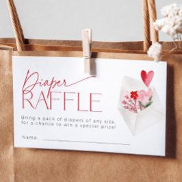 Floral Valentijnse Baby shower Luier Raffle Informatiekaartje