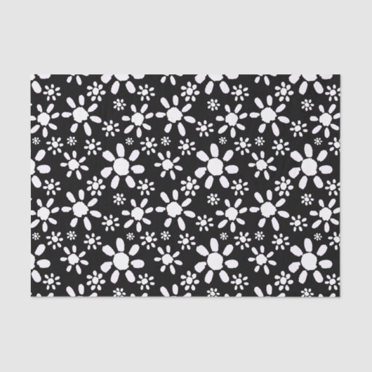 Floral van Black and White Daisy Tissuepapier (Voorkant)