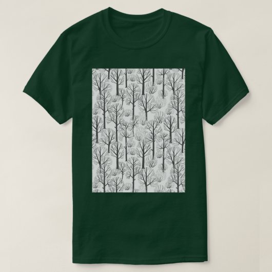 Floral van bladloze bomen in het winterbos t-shirt (Design voorkant)