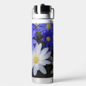 Floral van blauwe en witte anenbomen waterfles (Achterkant)