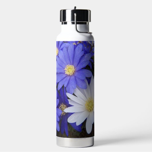Floral van blauwe en witte anenbomen waterfles (Links)