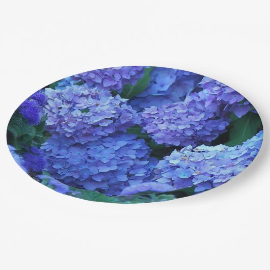 Floral van Blue Hydrangea Papieren Bordje (Gekanteld)