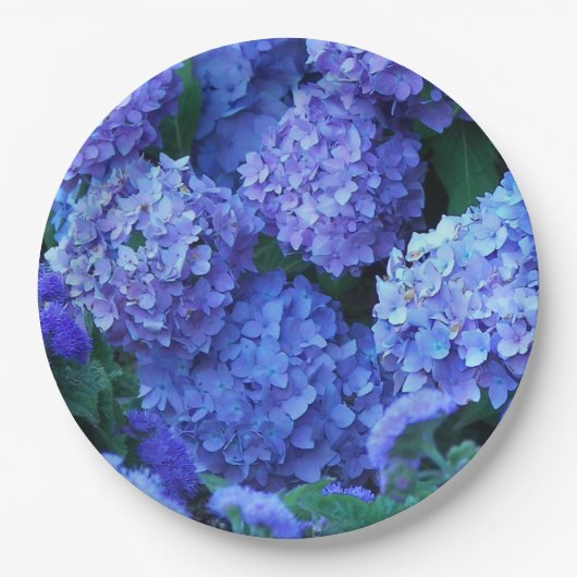 Floral van Blue Hydrangea Papieren Bordje (Voorkant)