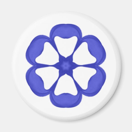Floral van de Blauwe Ronde Magneet (Voorkant)