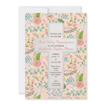 Floral van de eerste Heilige Communie | Uitnodigin