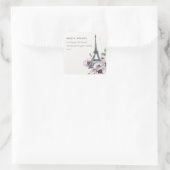 Floral van de Eiffeltoren van de  Waterverf Vierkante Sticker (Tas)