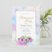 Floral van de Pensioenpartij met Waterverf grens Kaart (Staand voorkant)