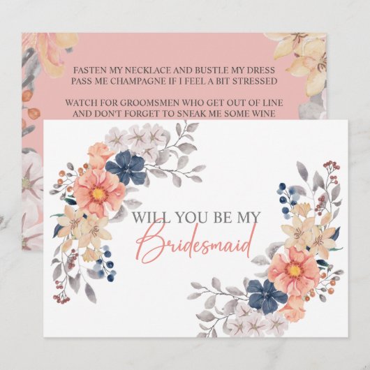 Floral van de voorjaars-koraalmarine... zal je mij kaart (Voorkant / Achterkant)