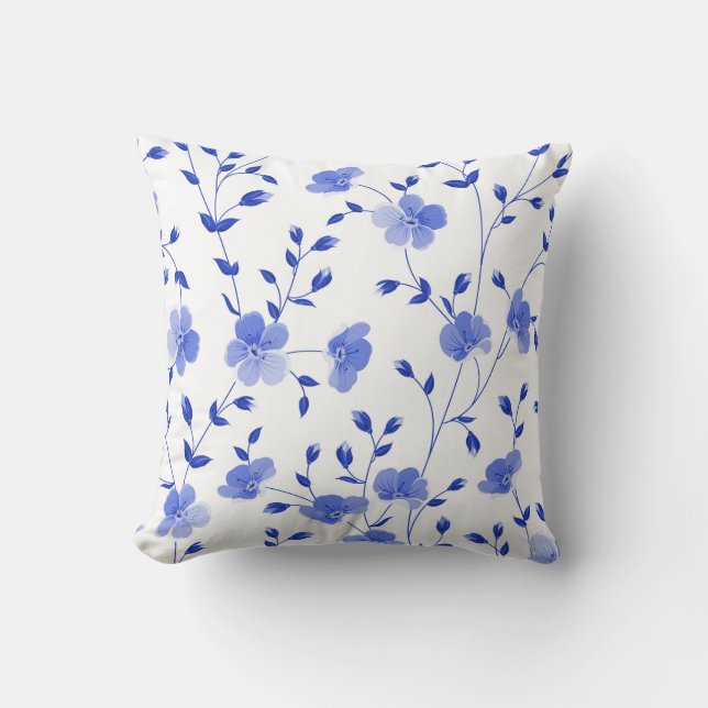 Floral van de Waterverf voor de blauwe  van Modern Kussen (Voorkant)