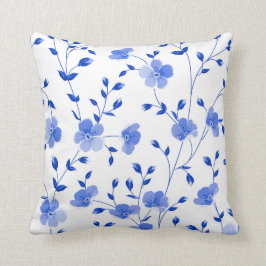 Floral van de Waterverf voor de blauwe van Modern Kussen