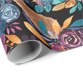 Floral van gemengde Herfst laat de Berry Waterverf Cadeaupapier (Rol Hoek)