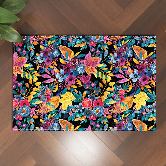 Floral van gemengde Herfst laat de Berry Waterverf Deurmat