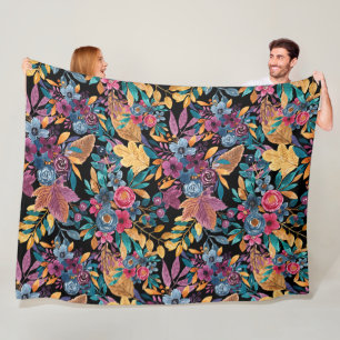 Floral van gemengde Herfst laat de Berry Waterverf Fleece Deken