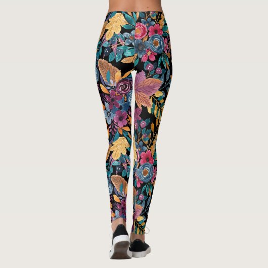 Floral van gemengde Herfst laat de Berry Waterverf Leggings (Achterkant)