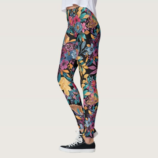 Floral van gemengde Herfst laat de Berry Waterverf Leggings (Links)