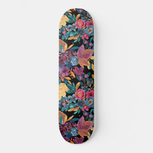 Floral van gemengde Herfst laat de Berry Waterverf Persoonlijk Skateboard