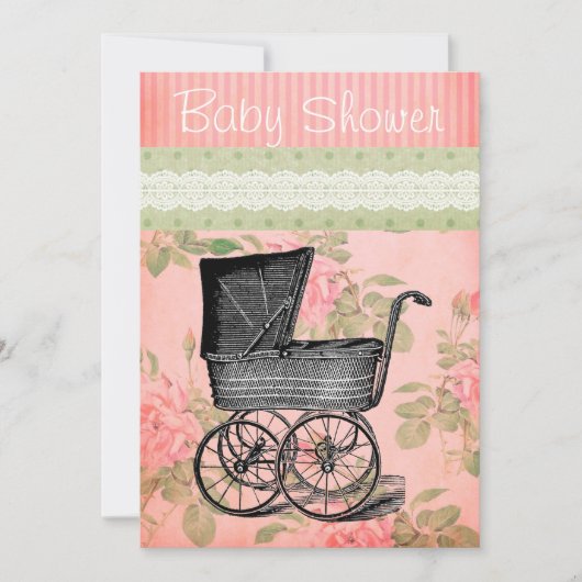 Floral van het  Baby shower Uitnodiging (Voorkant)