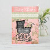 Floral van het  Baby shower Uitnodiging (Staand voorkant)