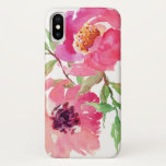 Floral van hot-roze Waterverf Case-Mate iPhone Case<br><div class="desc">Hoesje je nieuwe iPhone in prachtige,  roze (fuchsia) waterverf bloemen en grijze naar de achtergrond met een feministische aantrekkingskracht. Dit trendy ontwerp maakt een mooi geschenk of behandelt jezelf.</div>
