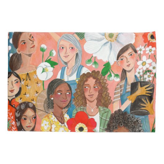Floral van Internationale Vrouwendag Kussensloop (Achterkant)