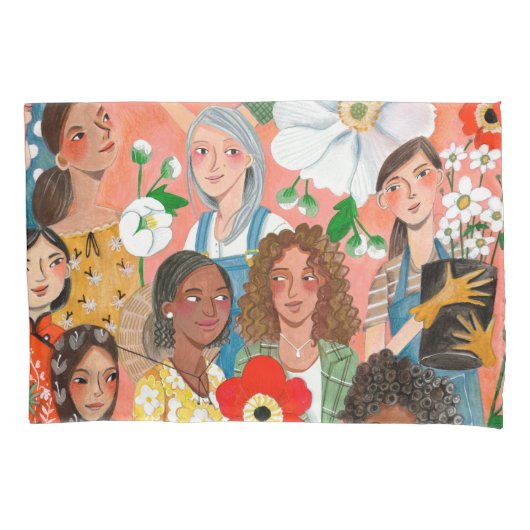 Floral van Internationale Vrouwendag Kussensloop (Voorkant)