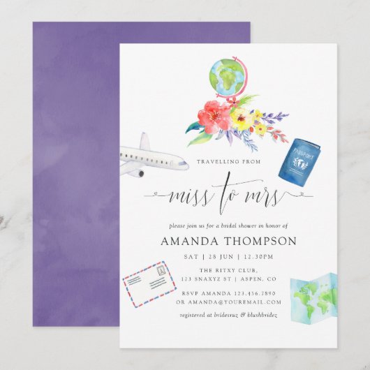 Floral van Miss naar Mrs Vrijgezellenfeest Kaart (Voorkant / Achterkant)