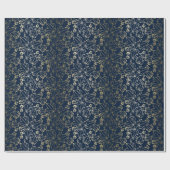 Floral van Navy Blue en Gold Ivy Leaf Cadeaupapier (Vlak)