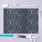 Floral van Navy Blue en Gold Ivy Leaf Tissuepapier (Craft)