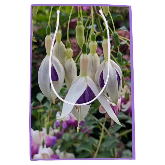 Floral van Paarse en witte Fuchsia Medium Cadeauzakje (Voorkant)