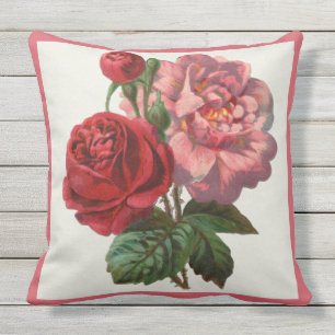 Floral van Patio Pillow Pink en Red Roses Buitenkussen