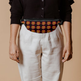 Floral van Red en White Dahlia op zwart Heuptasje