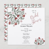 Floral van Red KerstFolk Art Kaart (Voorkant / Achterkant)