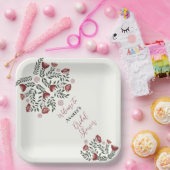 Floral van Red KerstFolk Art Papieren Bordje (Feest)