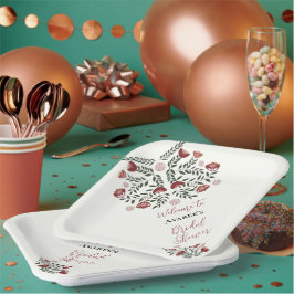 Floral van Red KerstFolk Art Papieren Bordje