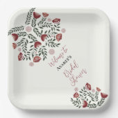 Floral van Red KerstFolk Art Papieren Bordje (Voorkant)