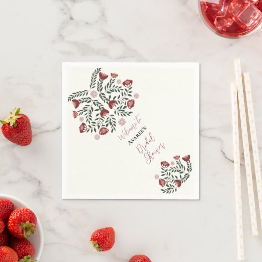 Floral van Red KerstFolk Art Servet (Insitu)