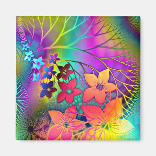 Floral van regenboogkleuren magneet