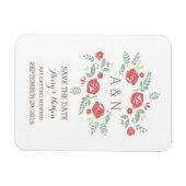Floral van rood land sparen de Datum Magneet (Horizontaal)