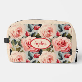 Floral van roze en rode rozen toilettasje