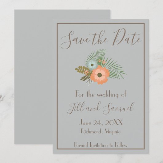 Floral van topklasse save the date (Voorkant / Achterkant)