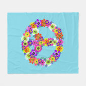 Floral van vredesgebaren in lichtblauw fleece deken (Voorkant (Horizontaal))