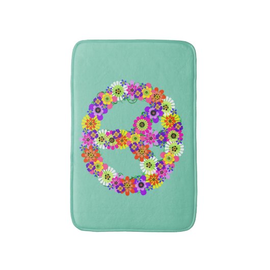 Floral van vredesgebaren op Aqua Badmat (Voorkant Verticaal)