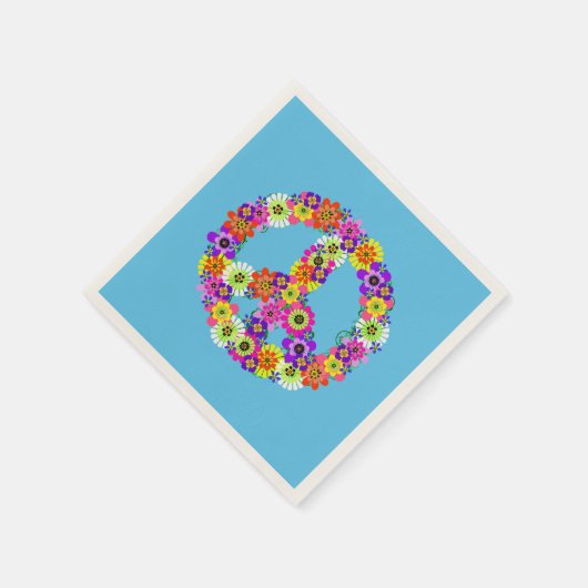Floral van vredesgebaren op blauw servet (Hoek)