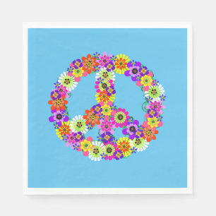 Floral van vredesgebaren op blauw servet