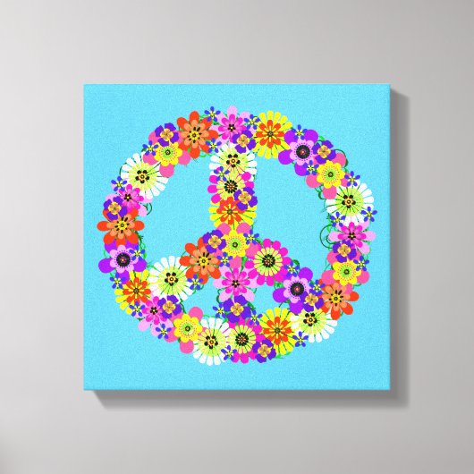 Floral van vredesgebaren op Sky Blue Canvas Afdruk (Voorkant)